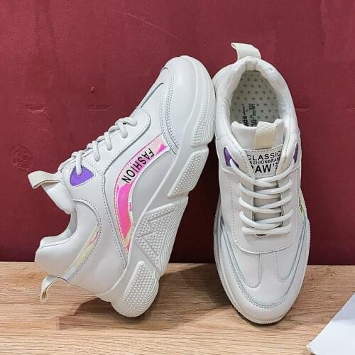 Lady walking Shoes Fashion Lace-up Breathable Lightweight Sneakers Casual Platform Shoes chunky Vulcanized Shoes Women U27-20