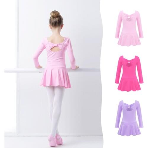 Girls Lycra Leotards Ballerina Skirts Gymnastics Skating Skirted Leotard Kids Dance Leotard Dress Ballet Bodysuit Costume