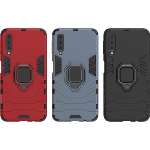 PC Hard Armor Stand Ring Shockproof Case for Galaxy A10 A10s A01 A11 A20s A21s A30s A31 A40 A50s A51 A41 A71 A70e A70s A70 A80