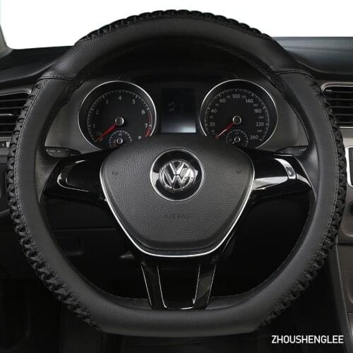 ZHOUSHENGLEE Microfiber Leather Car Steering Wheel Cover For Hyundai i20 i30 i40 Tucson Solaris ix35 Creta Santa fe Kona Elantra