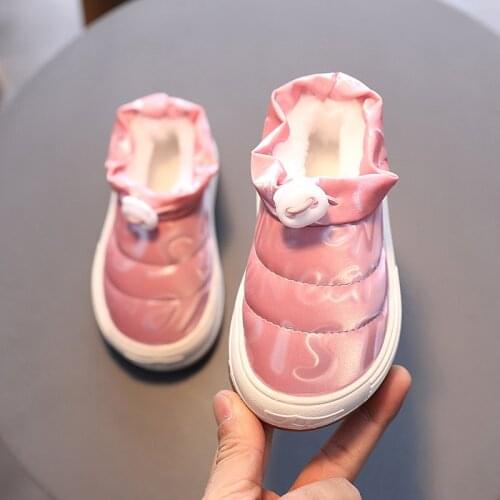 Winter New Girls Snow Boots Plush Warm Little Girl Shoes Fashion Letter Print Infant Kids Short Boots SWK005