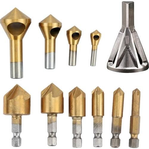 11Pcs Deburring External Chamfer Tool Stainless Steel Remove Burr Tools Deburring Metal Wood Drill Bit set