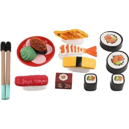 13Pcs/Set Kids Simulation Sushi Food Toy Colorful DIY Educational Dollhouse Miniature Sushi for ChildrenPlay Pretend Games