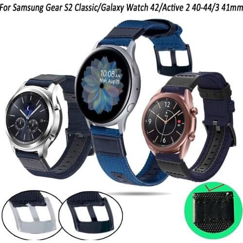 20mm Nylon Canvas Strap Watchband for Samsung Galaxy Watch 42mm Active 2 40 44 Gear S2 3 41mm Bracelet band Quick installation