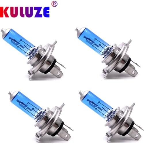 4pcs H4 60/55W 12V Super Bright White High-Low Halogen Bulb 100/90W High Power Car Headlights Lamp Car Light