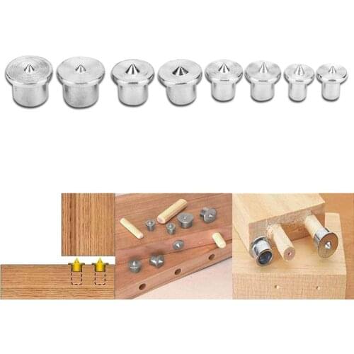 8pcs 6/8/10/12mm Woodworking Dowel Centers Tenon Alignment Tools Points Marker Solid Dowel Pins Center Point Set Wood Working