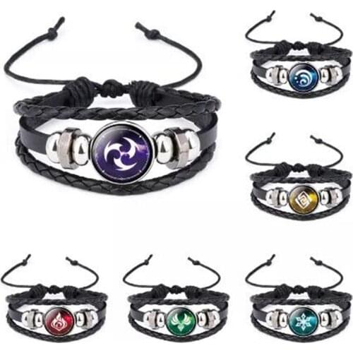 Anime Game Genshin Impact Cosplay Badge Weapon Prop Eye of God Water Wind Thunder Fire Rock Ice Element Luminous Bracelet