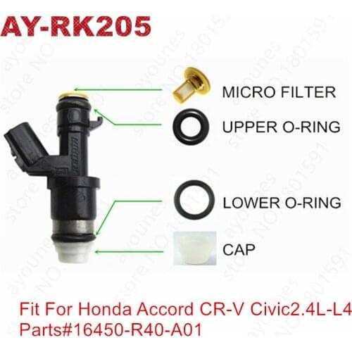 Free Shipping 100sets/400pcs For Honda Accord K24 2008-2012 Fuel Injector Repair Kits For Parts #16450 R40 A01 For AY-RK205