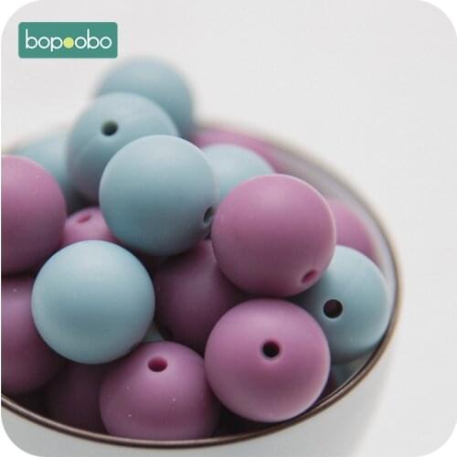 Bopoobo Baby Teether Silicone Beads 12mm DIY Pacifier Chain Bracelet BPA Free Silicone Bead Baby Teething Necklace Accessories