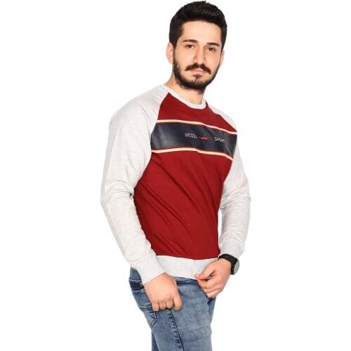 Burgundy Sweatshirt 2 Thread Raglan Sleeve Model With Chest Garnish