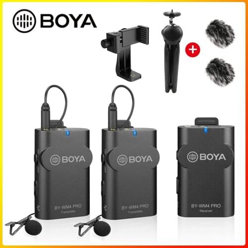Boya BY-WM4 Pro K1/K2 K3K5 Dual Channel 2.4G Wireless Studio Condenser Microphone Lavalier Interview Mic for iPhone DRLR Cameras