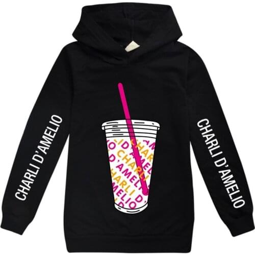 Kids Clothes Cotton Charli Damelio Sweater Clothing Ice Coffee Sweatshirt Hoodie Casual Long Sleeve Shrit Tops for Girls Boys