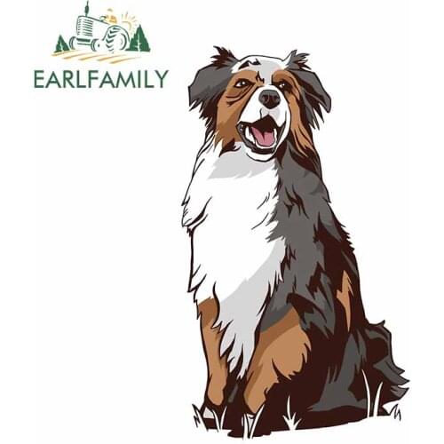 EARLFAMILY 13cm x 7.8cm for Cute Sitting Dog Laptop Car Stickers Anime Trunk Waterproof Decal Refrigerator Motorcycle Graphics