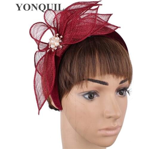 Elegant Women Fashion Headwear Hair Band Mesh Fascinators Accessories Sinamay Wedding Princess Headdress Cocktail Race Headband