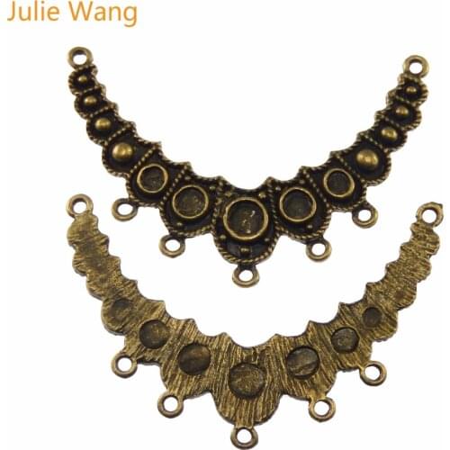 Julie Wang 10PCS/lot Antique Bronze Zinc Alloy Moon Shape Pendants Charms Jewelry Earring Necklace Handcrafts Finding DIY Gift
