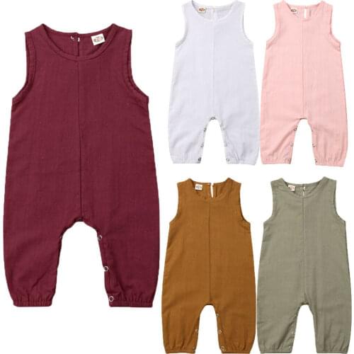 New Toddler Newborn Baby Boy Girl Sleeveless Bodysuit Jumpsuit Playsuit Outfits Summer Clothes 0-24M