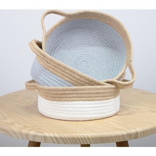 Flat Cotton Rope Woven Storage Basket Key Jewelry Finishing Basket Cosmetic Storage Box Organizer Toy Storage Rope Basket