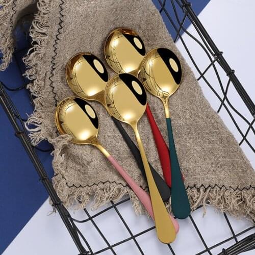 304 stainless steel round dessert spoon soup spoon salad fork kitchen tableware