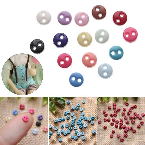 50Pcs 4mm Handmade Doll Accessories for DIY Doll Clothes Mini Buttons Round Candy Color Buttons Doll Clothing Sewing Accessories