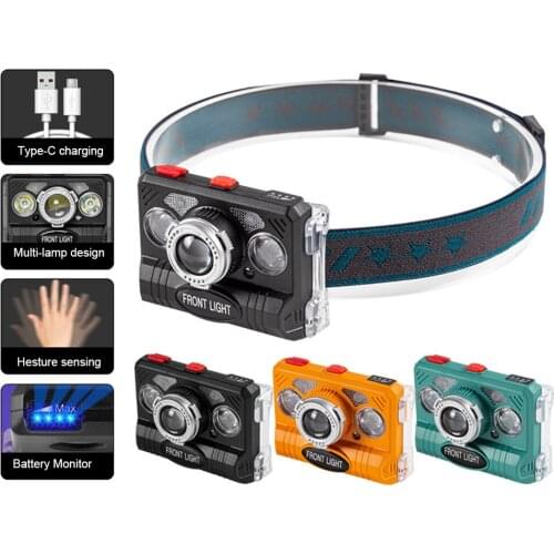 Powerful LED Headlight headlamp Head Lamp Motion Sensor Flashlight Torch head light 18650 battery Best For Camping, fishing