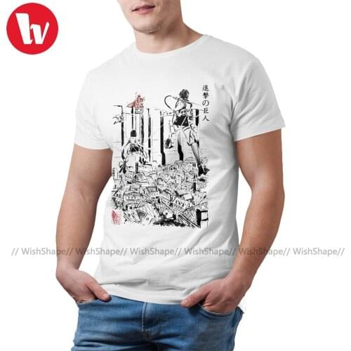 Attack On Titan T Shirt Male Casual 100 Cotton Printed Tee Shirt Short Sleeves Classic Tshirt 5xl