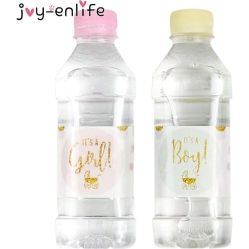 12pcs Baby Shower Decoration Girl/Boy Mineral Water Bottle Gift Stickers Label Baby Shower Birthday Party Bottle Label Stickers