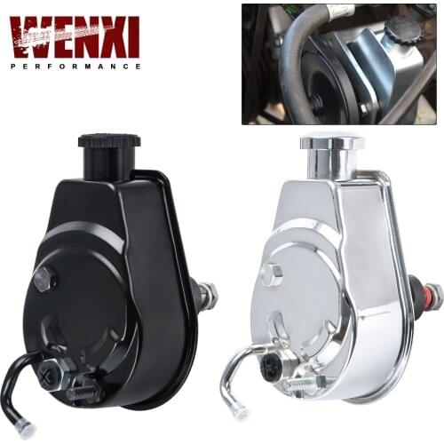 Power Steering Pump P Series 5/8" Keyway Pulley Shaft Chrome Street/Hot Rod Reservoir Gearbox For 66-74 GM Chevy Chevrolet