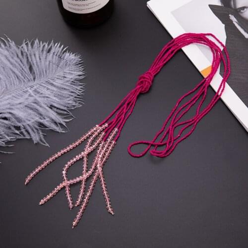 New Crystal Tassel Necklace Handmade 6 Colors Glass Seed Beads Necklace Long Chain Jewelry Fashion 3pcs/Set
