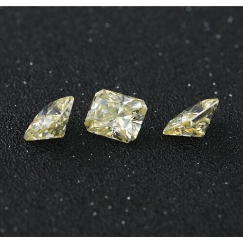 Excellent Quality Cushion Cut Pass Diamond Test 1-2 ct Rectangle Yellow Moissanite Stone for Jewelry Making Wedding Jewelry