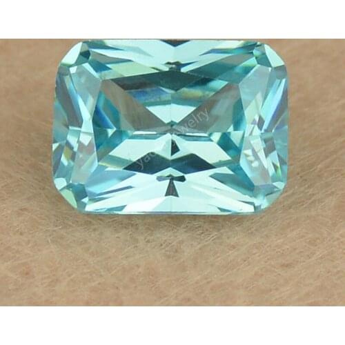 Sale 3X5mm~13x18mm Light Sea Blue Aquamarin-e Loose CZ Rectangle Octangle Shape Synthetic Cubic Zirconia Gems Stones For Jewelry