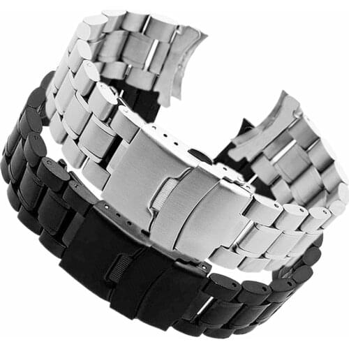 Stainless Steel Watch Band Classic 5 Rows with Double-Lock Deployment Clasp for Men Women18 20 22 24mm WB62