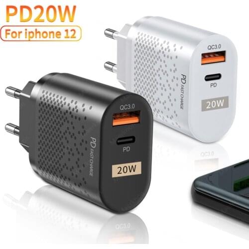 20W PD USB Fast Charge Quick Charger USB Type C Charger for iPhone 12 Pro Huawei Xiaomi Samsung Universal Travel Wall Chargers