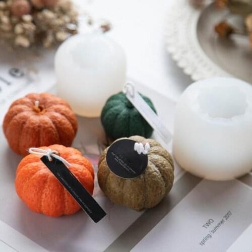 3D Pumpkin Candle Mold Handmade Halloween Pumpkin Silicone Mold Easter Mousse Cake Mold DIY Dessert Baking Mold Silicone Mold