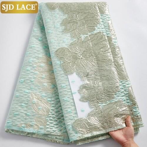 SJD LACE 2021 New Design African Lace Fabric Gild Tiussed Nigerian Jacquard Lace Fabric Embroidery Brocade For Wedding Sew A2371