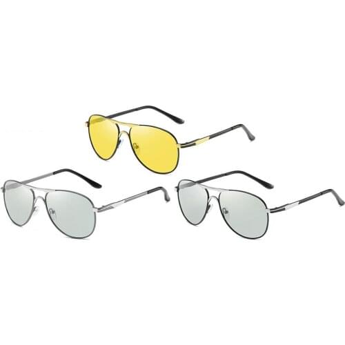 2021 New Trend Intelligent Aviation Photochromic Sunglasses Polarized Men Day Night Vision Driving Sun Glasses
