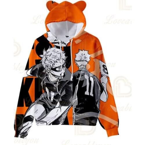 Japan Anime Haikyuu Cosplay Costume Volleyball Club Akaashi Keiji Bokuto Koutarou Unisex 3d Ears Hoodie Sweatshirt