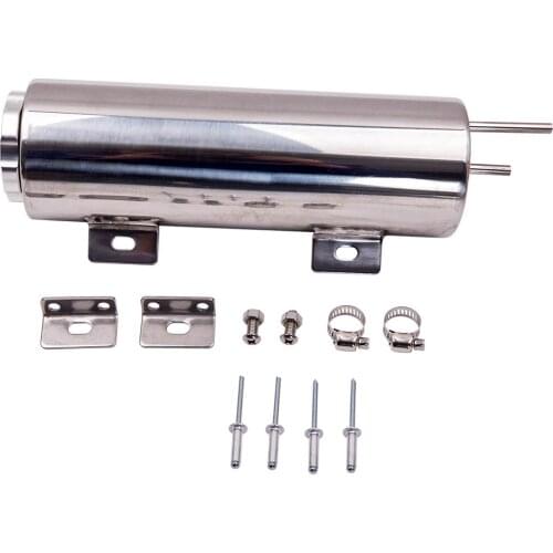 Universal 3"X 9" Polished Stainless Steel Radiator Coolant 32 OZ Overflow Tank