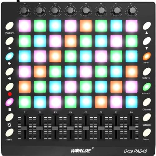 WORLDE MIDI Controller New Shelves 48/64 MIDI Drum Pad Controller USB With Backlight Slider Electronic Musical Instruments