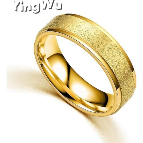 Yingwu 5pcs/lot 6mm Titanium Band Frosted Engagement Wedding Stainless Steel Solid Ring Men Women Rings Gold Wholesale