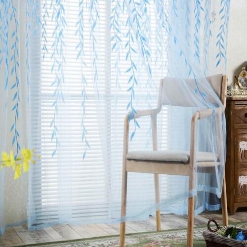 Willow Pattern Modern Window Sheer Curtain Panels For Living Room The Bedroom Kitchen Blinds Window Treatments Draperies