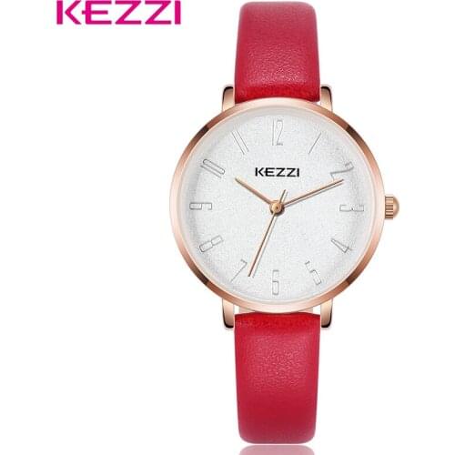 Kezzi Brand Women Dress Watch Fashion Casual Quartz Watch Waterproof Leather Watches Relogio Femininio