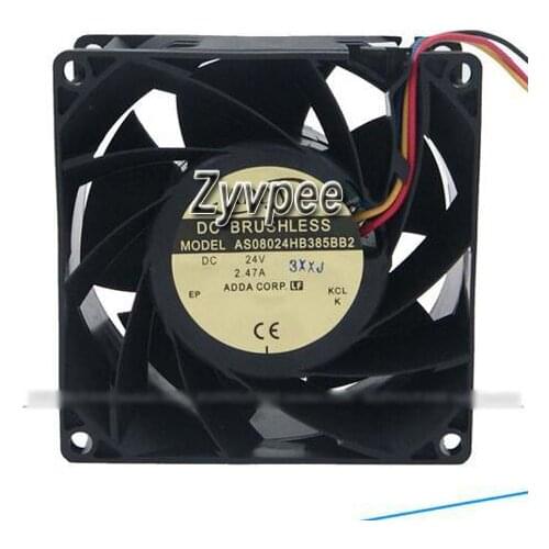Zyvpee 8038 AS08024HB385BB2 DC 24V 2.47A dual balls bearing 4 wires Server Cooling fan,8cm inverter fan