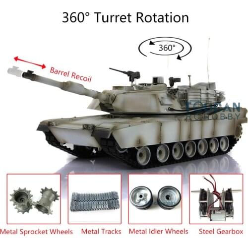 1/16 Heng Long Snow 7.0 Upgrade Abrams RC Tank 3918 360° Turret Barrel Recoil TH17833-SMT4