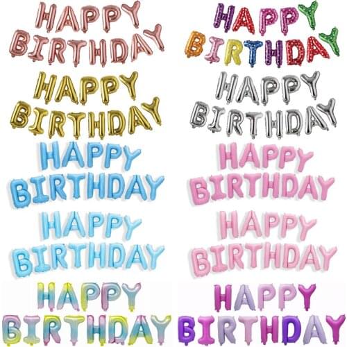 16inch Happy Birthday Letters Foil Balloons Birthday Party Decorations Kids Alphabet Air Balloons Baby Shower Supplies Rosegold