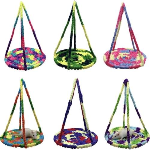 18cm Hammock Hanging Colorful Wool Woven Small Pet Swing Mini Animal Cage Pet Hamster Nest House Swing Bed Squirrel Chinchilla