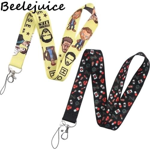 24pcs House M.D. Doctor Neck Keychain Necklace Webbings Ribbons Anime Cartoon Neck Strap Lanyard badge Holder Keychain Lanyards