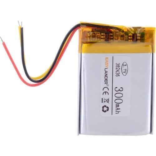 3 line 382436 3.7V 300MAH PLIB ( polymer lithium ion battery ) Li-ion for GPS mp3 mp4 cell phone speaker