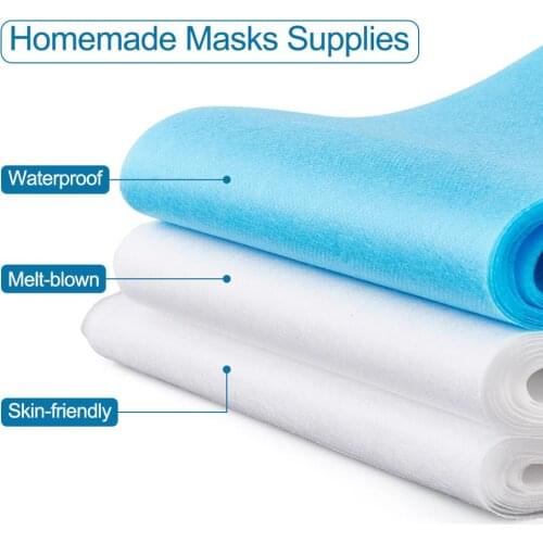 1 Set 3 Layer Non-Woven Fabric Soft and Breathable Waterproof for DIY Masks Making Material,2m/roll,17.5cm/19cm wide,Mixed Color