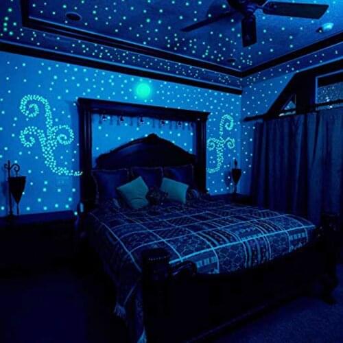100pcs 3D Stars Glow In The Dark Stickers For Children Kids Baby Room Bedroom Ceiling Decor Luminous Fluorescent Stickers Toys