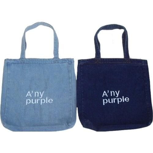 6PCS / LOT Women Shopping Bag Eco Reusable Tote Pouch Casual Female Large Capacity Shoulder Denim Fabric Canvas Bag